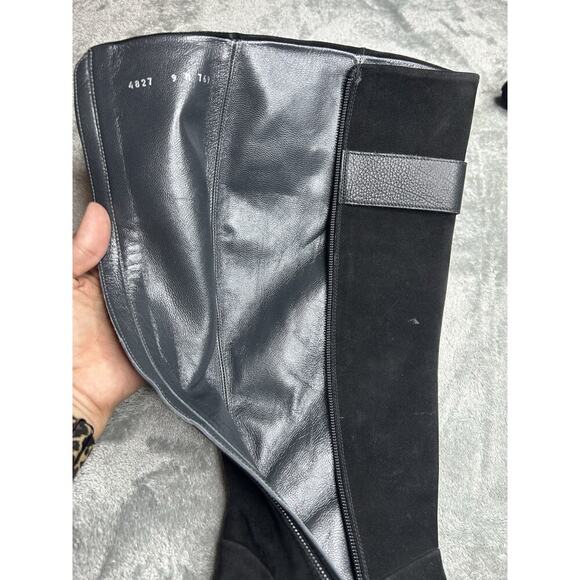 Gravati Knee High Black Suede Leather Heeled Boots Hand Made In Italy Size 9 - Picture 6 of 9